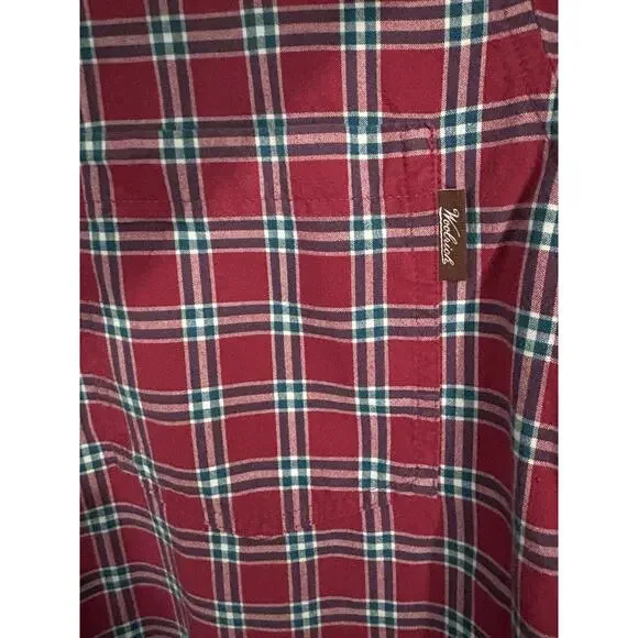 VINTAGE Woolrich Mens L Button Front Short Sleeve Shirt 100% Cotton Plaid - Picture 3 of 5